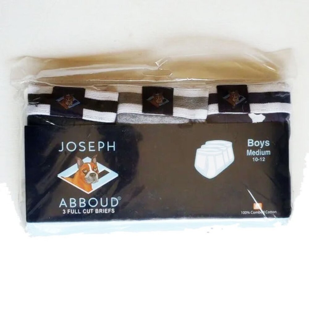 NWT Joseph Abboud 3PK Full Cut Briefs Boys M 10-12 Gray Navy Black  50off3